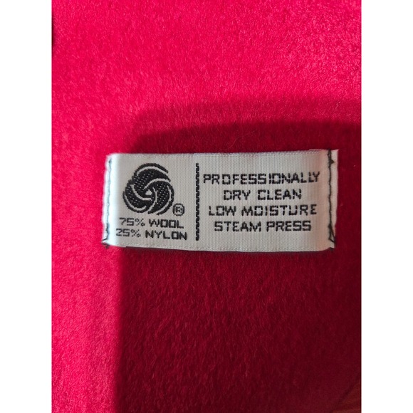 Vintage ALORNA Petite Red Wool Classic Coat Black velvet Collar size large long - Picture 7 of 10